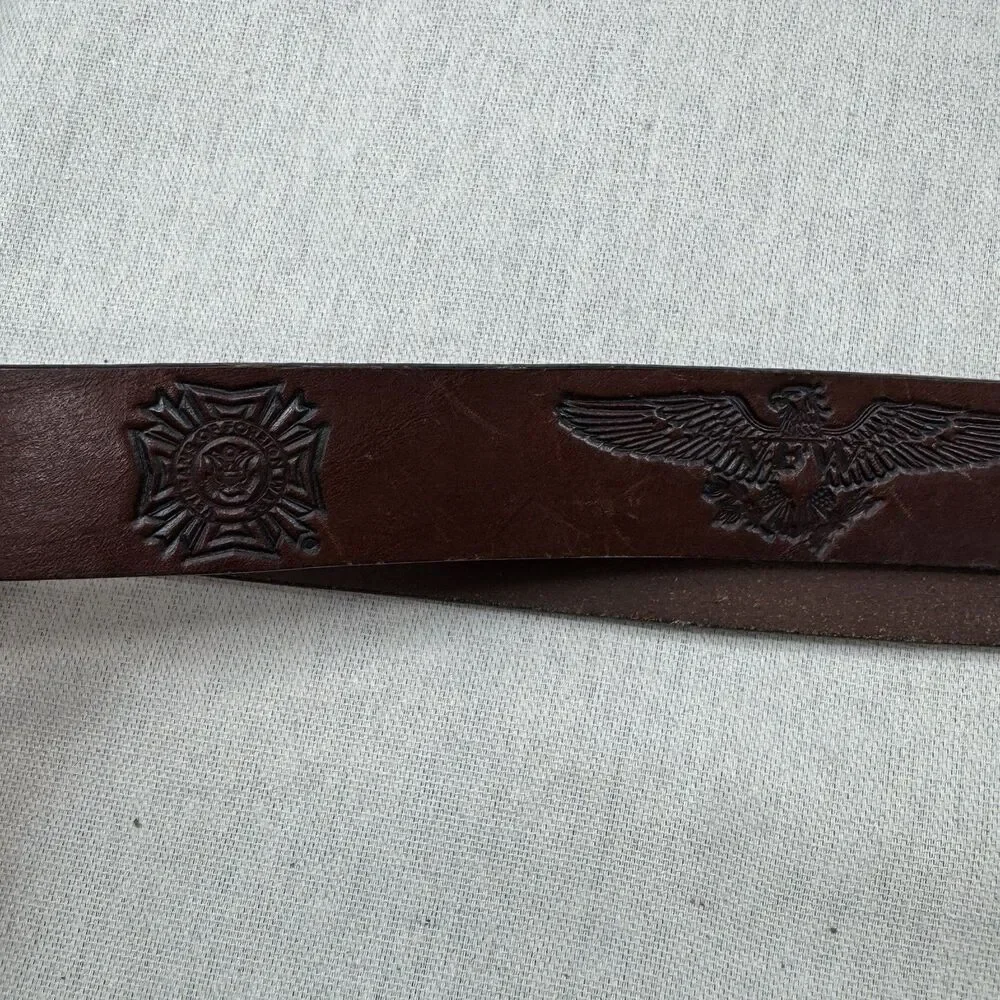 Vietnam Veteran 1959-1975 Leather Belt VFW Eagle Buckle Made in USA Size 52